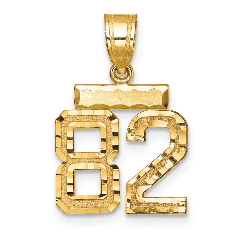 14k Yellow Gold, Varsity Collection, Small D/C Pendant Number 82, Item P10408-82 by The Black Bow Jewelry Co.