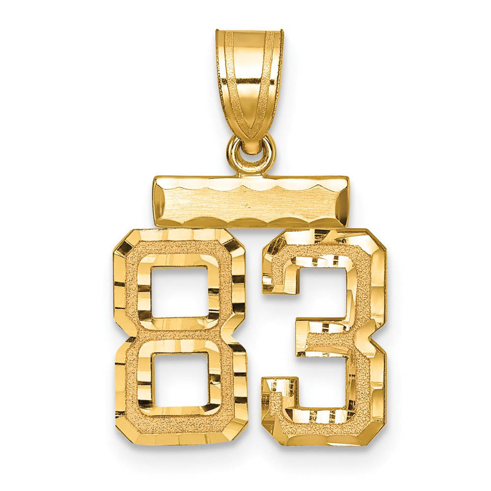 14k Yellow Gold, Varsity Collection, Small D/C Pendant Number 83, Item P10408-83 by The Black Bow Jewelry Co.