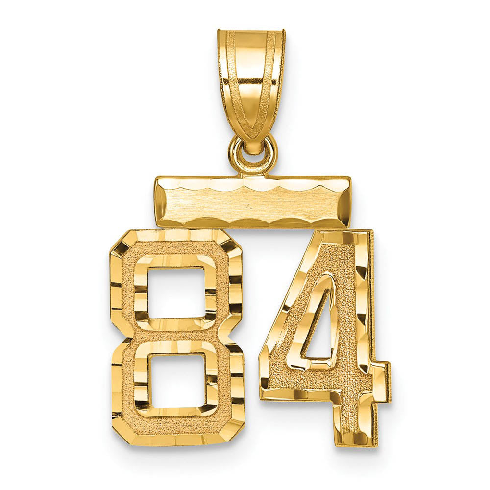 14k Yellow Gold, Varsity Collection, Small D/C Pendant Number 84, Item P10408-84 by The Black Bow Jewelry Co.