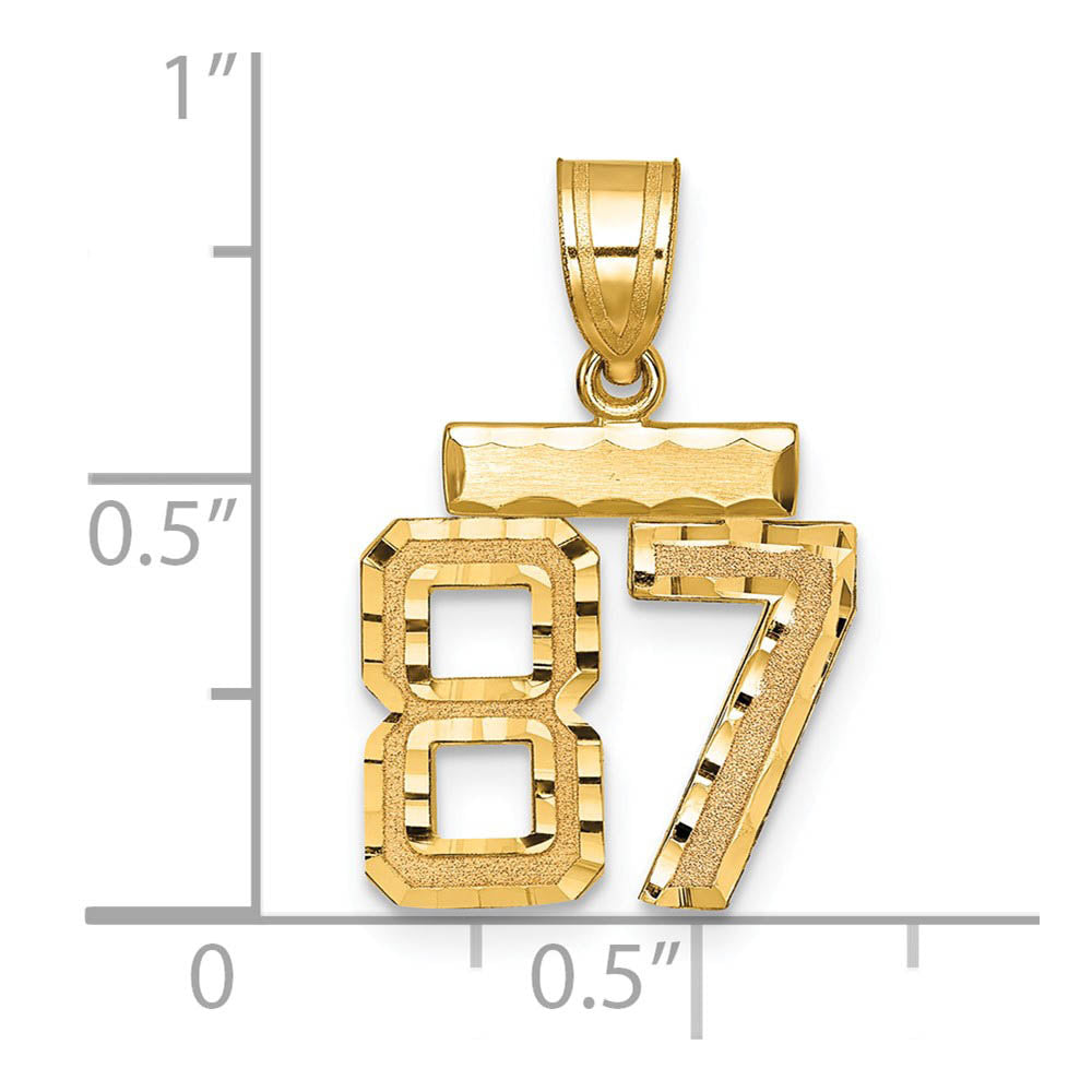 Alternate view of the 14k Yellow Gold, Varsity Collection, Small D/C Pendant Number 87 by The Black Bow Jewelry Co.