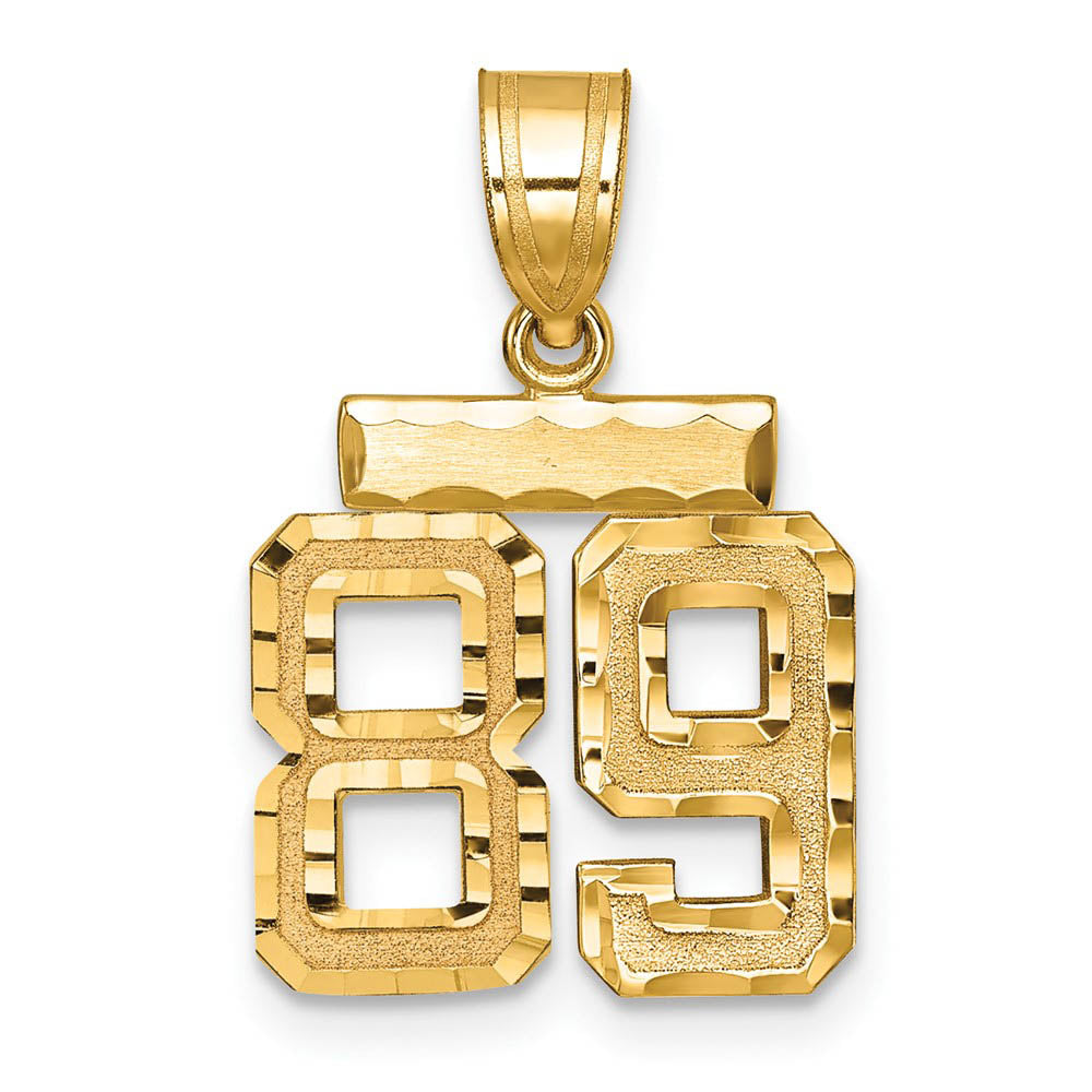 14k Yellow Gold, Varsity Collection, Small D/C Pendant Number 89, Item P10408-89 by The Black Bow Jewelry Co.