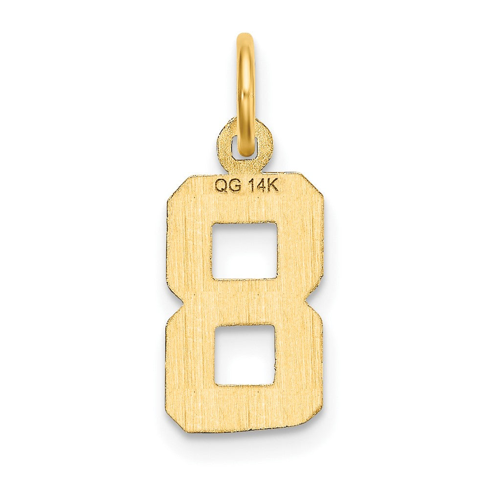 Alternate view of the 14k Yellow Gold, Varsity Collection, Small D/C Pendant Number 8 by The Black Bow Jewelry Co.