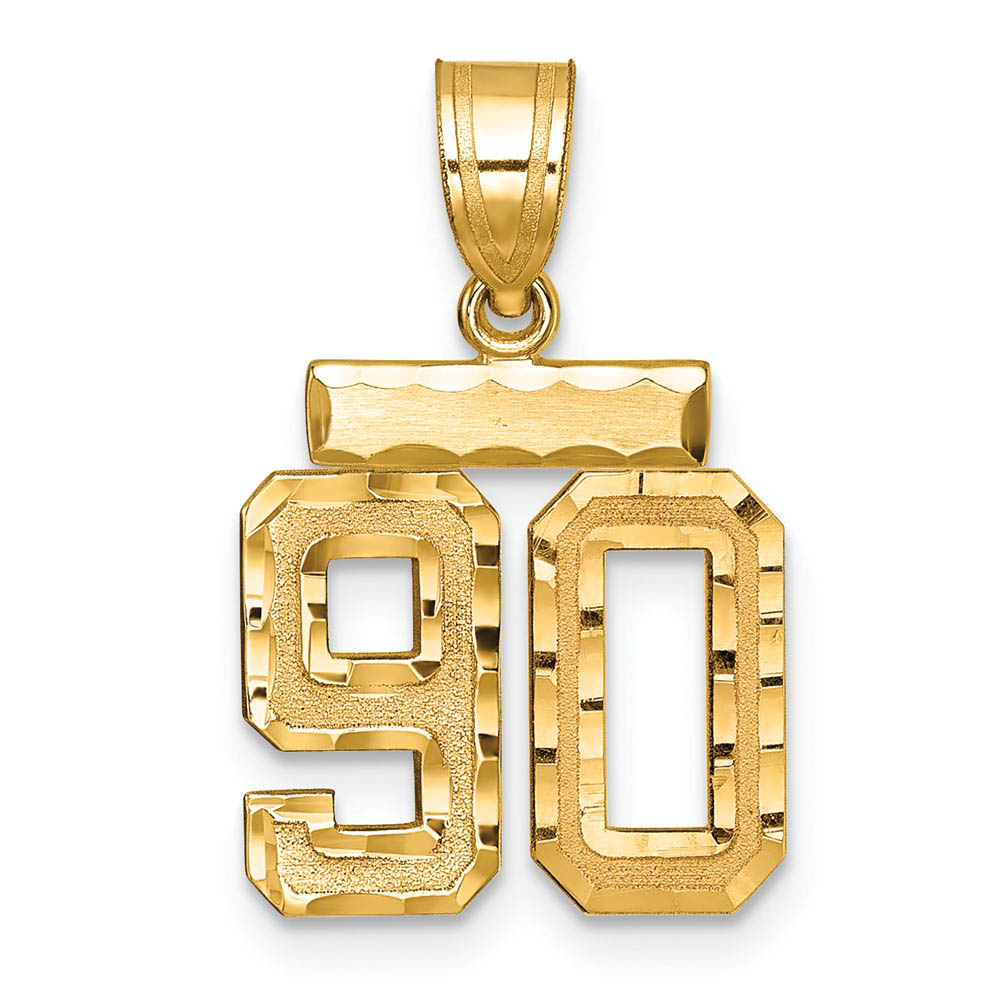 14k Yellow Gold, Varsity Collection, Small D/C Pendant Number 90, Item P10408-90 by The Black Bow Jewelry Co.