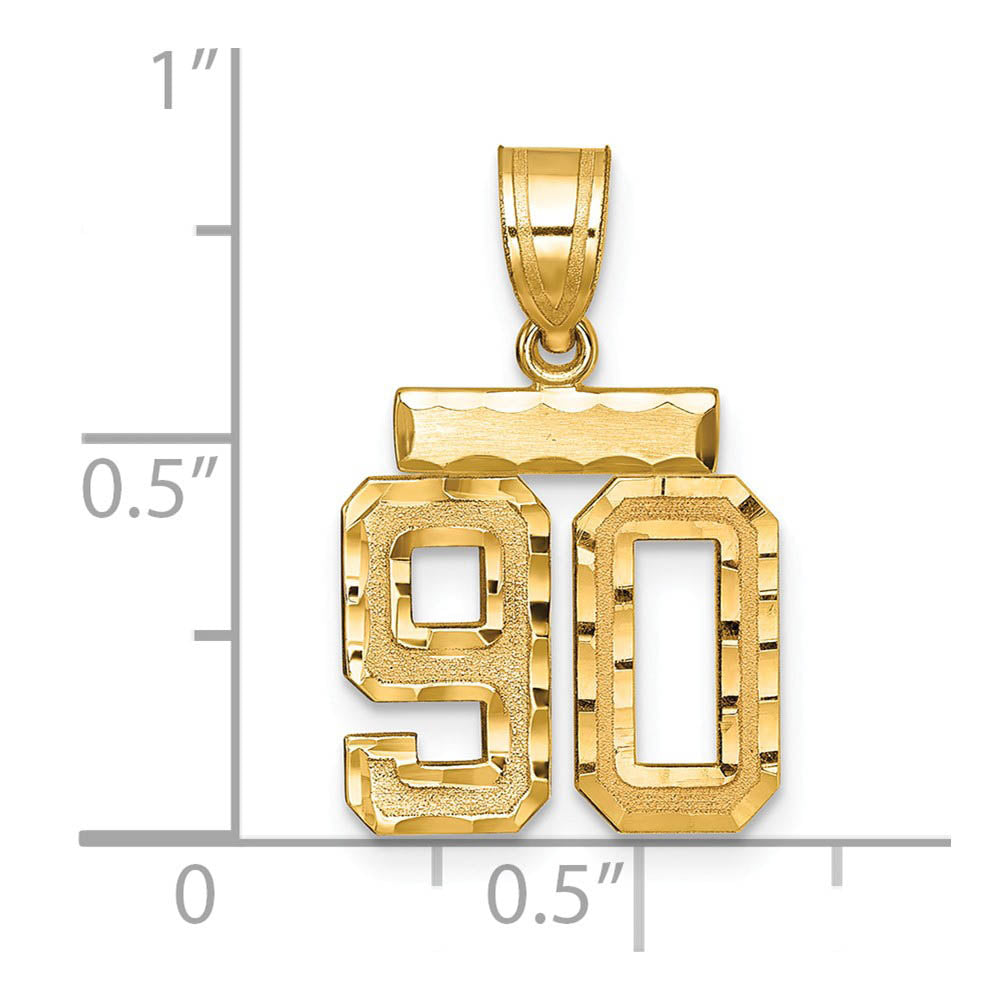 Alternate view of the 14k Yellow Gold, Varsity Collection, Small D/C Pendant Number 90 by The Black Bow Jewelry Co.