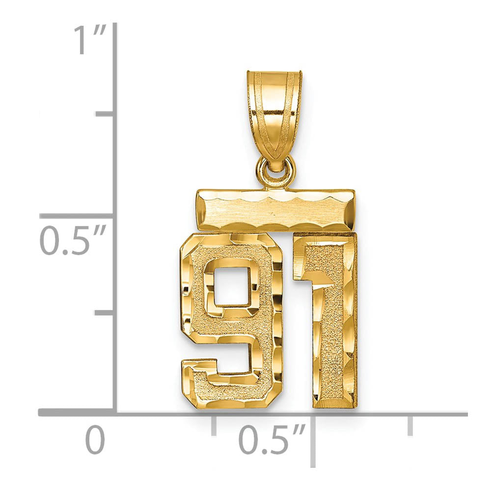 Alternate view of the 14k Yellow Gold, Varsity Collection, Small D/C Pendant Number 91 by The Black Bow Jewelry Co.