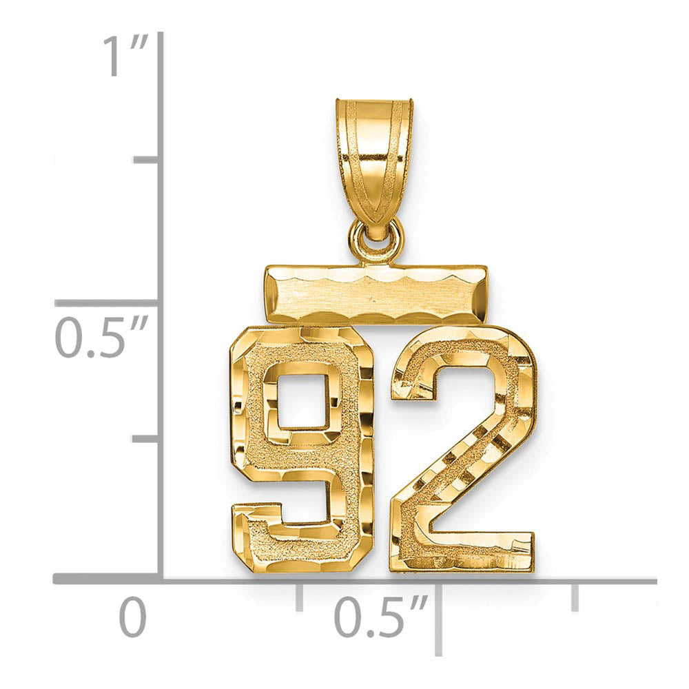 Alternate view of the 14k Yellow Gold, Varsity Collection, Small D/C Pendant Number 92 by The Black Bow Jewelry Co.