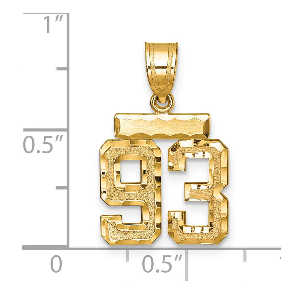Alternate view of the 14k Yellow Gold, Varsity Collection, Small D/C Pendant Number 93 by The Black Bow Jewelry Co.