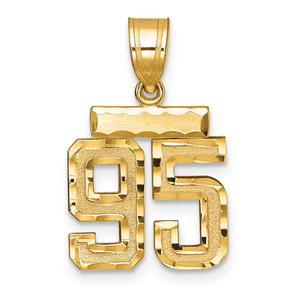 14k Yellow Gold, Varsity Collection, Small D/C Pendant Number 95, Item P10408-95 by The Black Bow Jewelry Co.