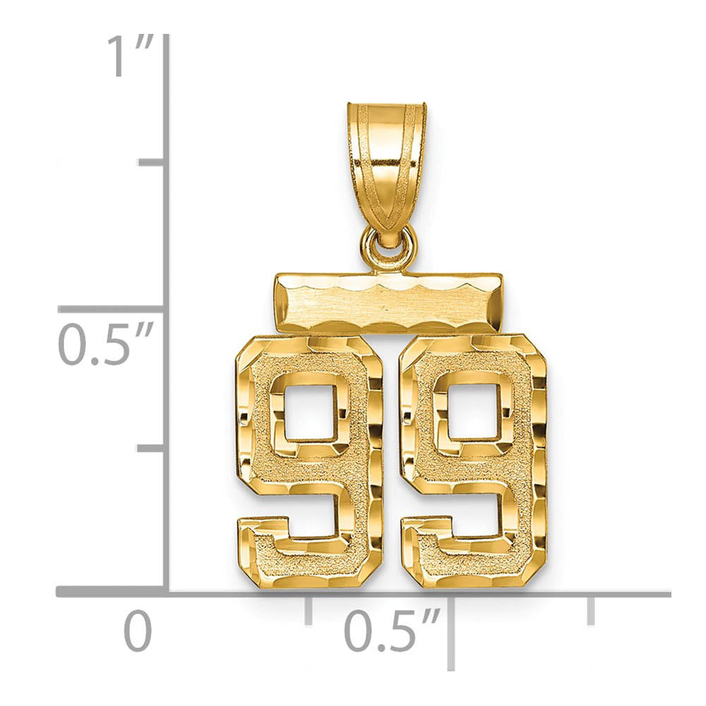 Alternate view of the 14k Yellow Gold, Varsity Collection, Small D/C Pendant Number 99 by The Black Bow Jewelry Co.
