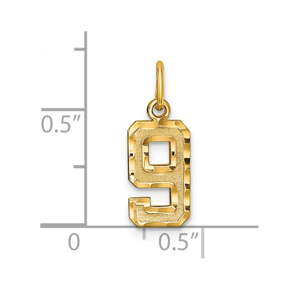 Alternate view of the 14k Yellow Gold, Varsity Collection, Small D/C Pendant Number 9 by The Black Bow Jewelry Co.