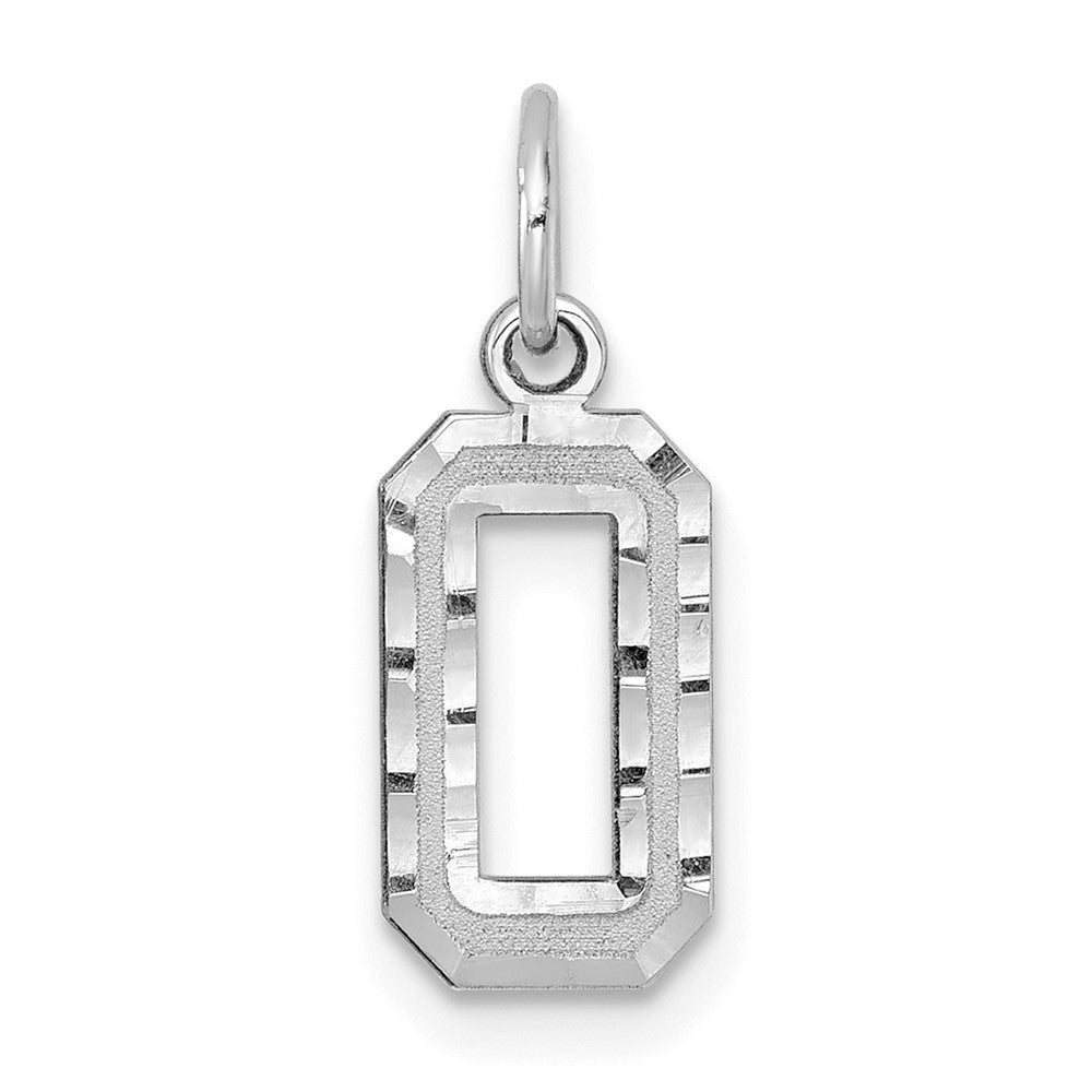 14k White Gold, Varsity Collection, Small D/C Pendant, Number 0, Item P10409-0 by The Black Bow Jewelry Co.