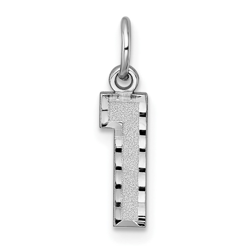 14k White Gold, Varsity Collection, Small D/C Pendant, Number 1, Item P10409-1 by The Black Bow Jewelry Co.