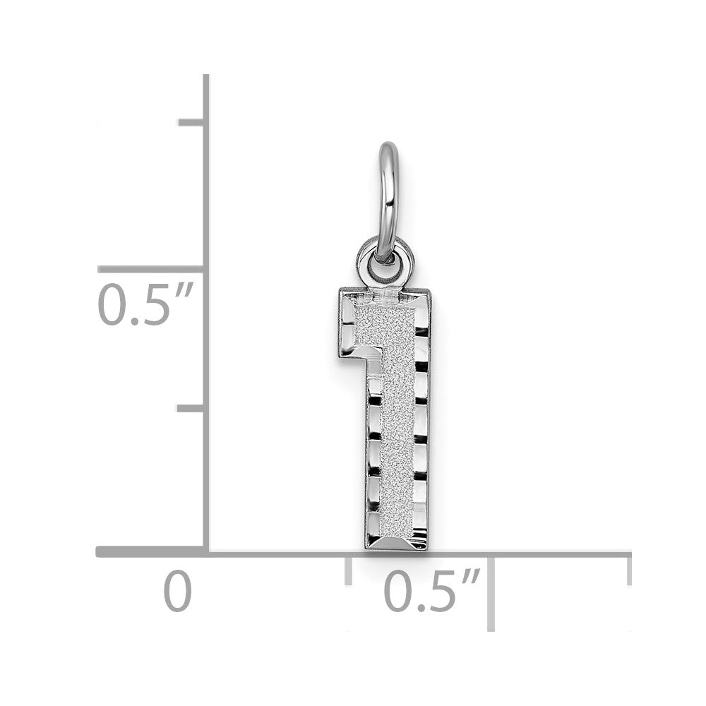 Alternate view of the 14k White Gold, Varsity Collection, Small D/C Pendant, Number 1 by The Black Bow Jewelry Co.
