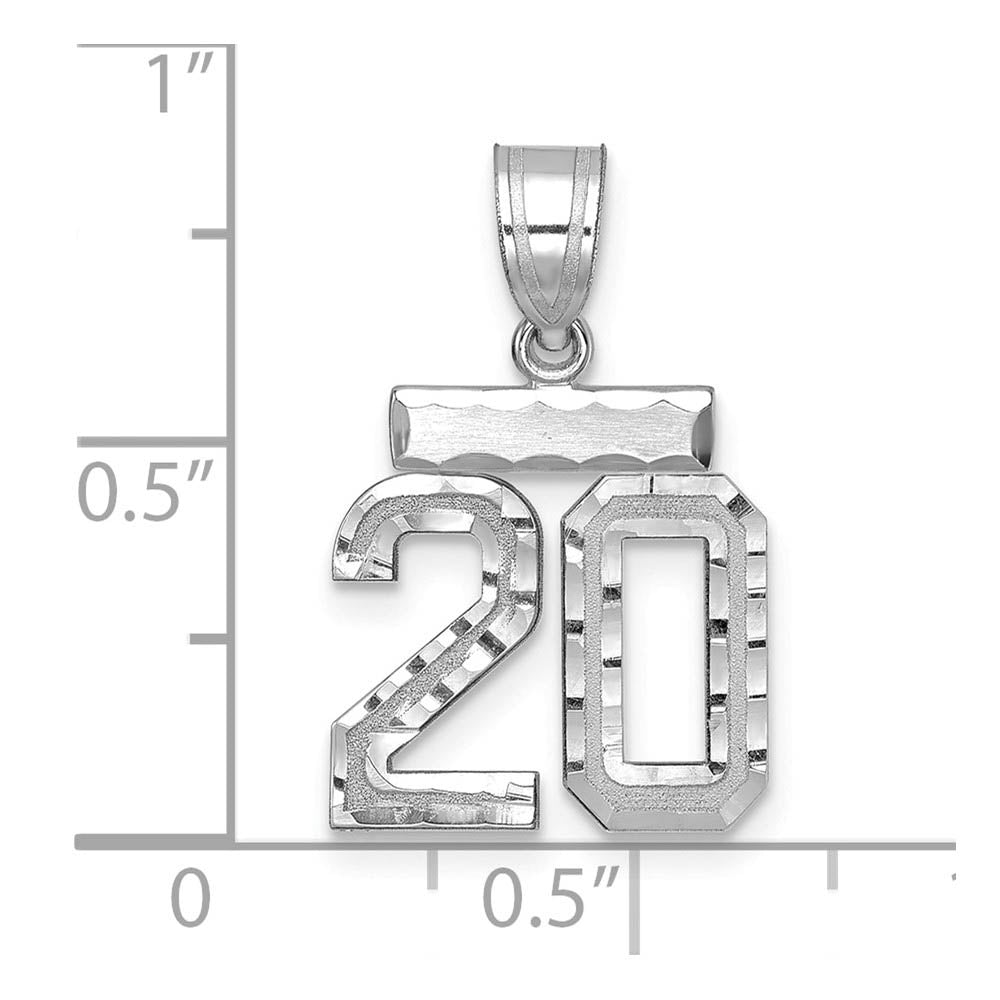 Alternate view of the 14k White Gold, Varsity Collection, Small D/C Pendant, Number 20 by The Black Bow Jewelry Co.