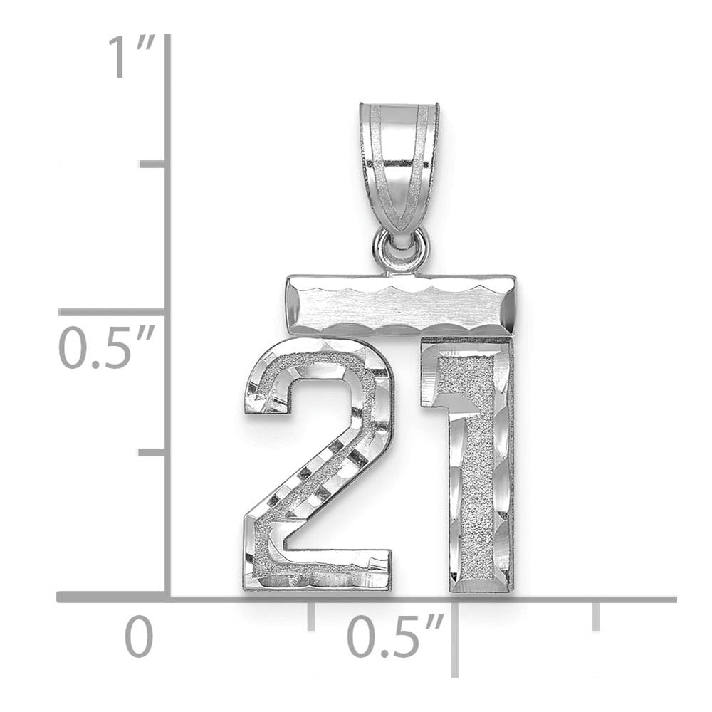 Alternate view of the 14k White Gold, Varsity Collection, Small D/C Pendant, Number 21 by The Black Bow Jewelry Co.