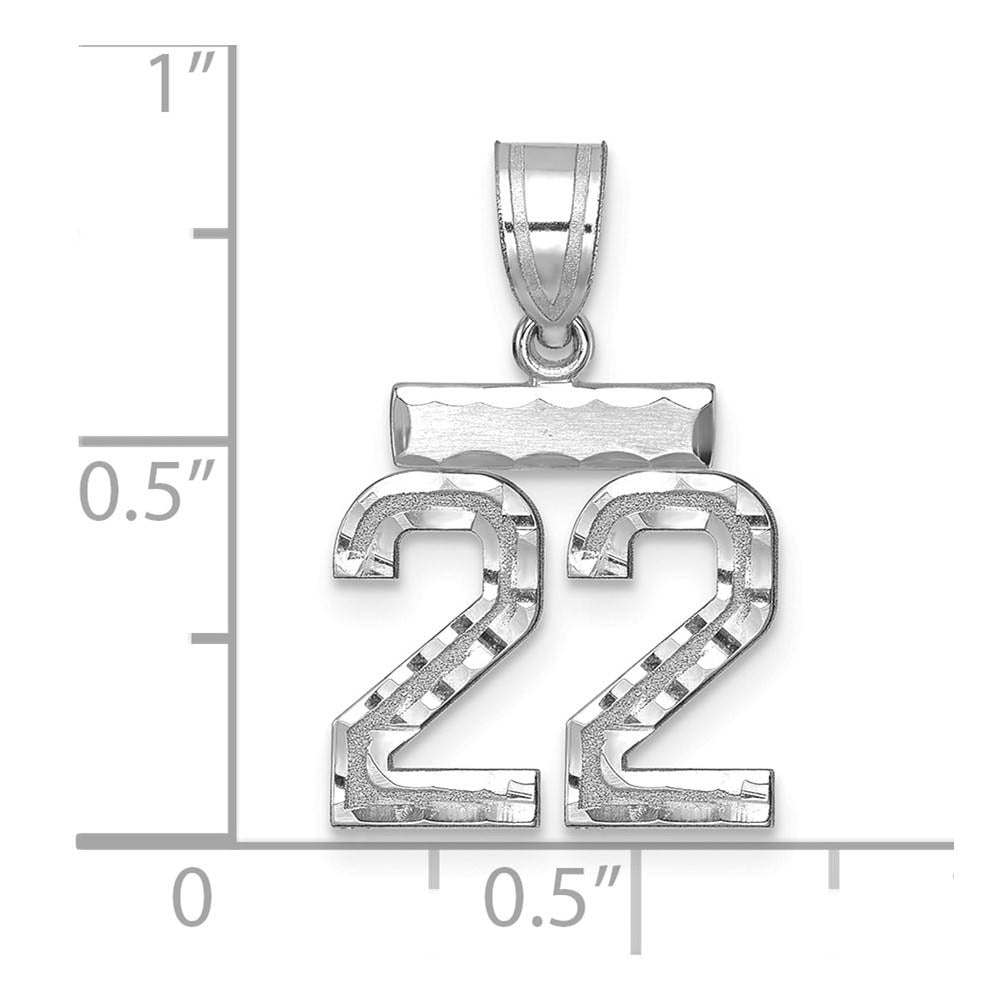 Alternate view of the 14k White Gold, Varsity Collection, Small D/C Pendant, Number 22 by The Black Bow Jewelry Co.