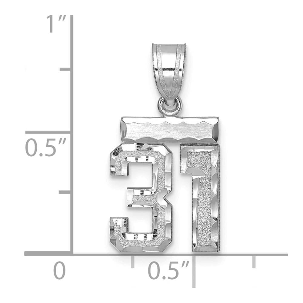 Alternate view of the 14k White Gold, Varsity Collection, Small D/C Pendant, Number 31 by The Black Bow Jewelry Co.