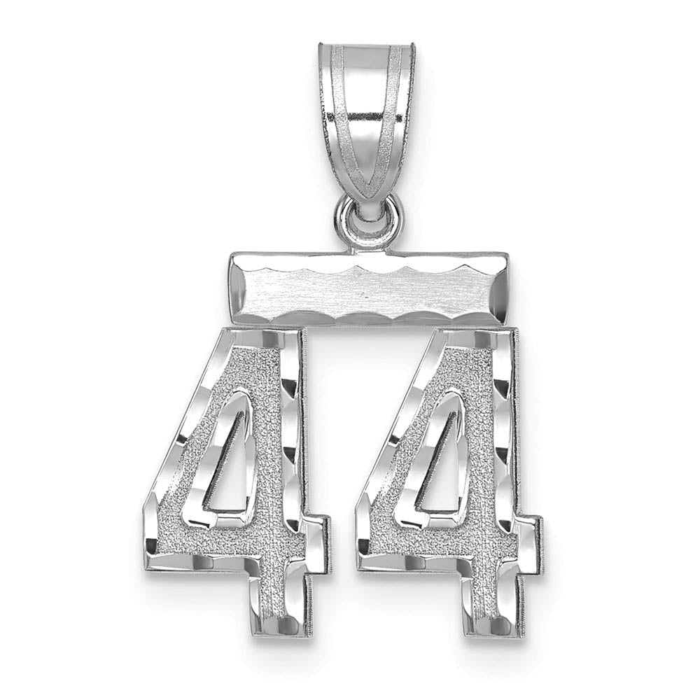 14k White Gold, Varsity Collection, Small D/C Pendant, Number 44, Item P10409-44 by The Black Bow Jewelry Co.