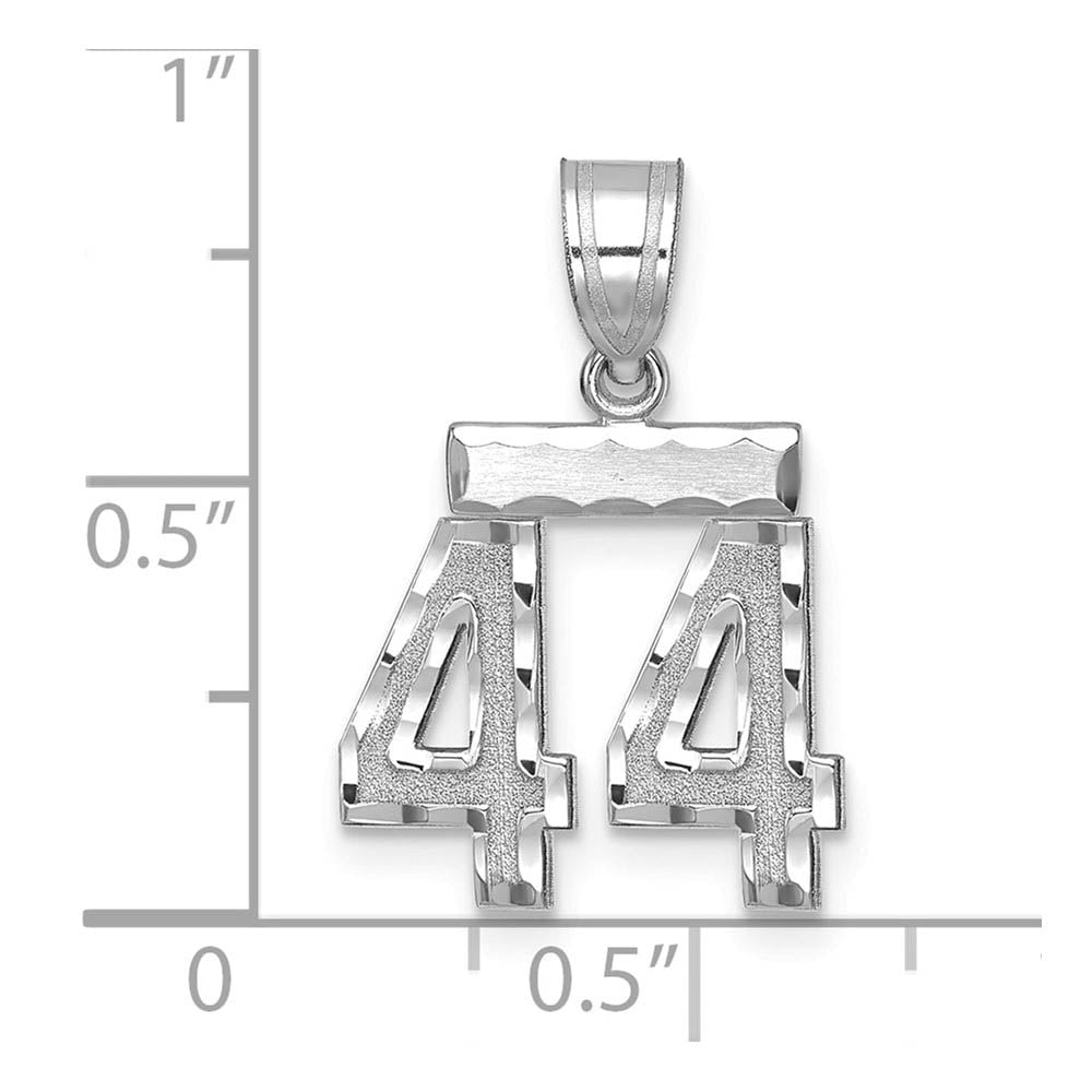 Alternate view of the 14k White Gold, Varsity Collection, Small D/C Pendant, Number 44 by The Black Bow Jewelry Co.