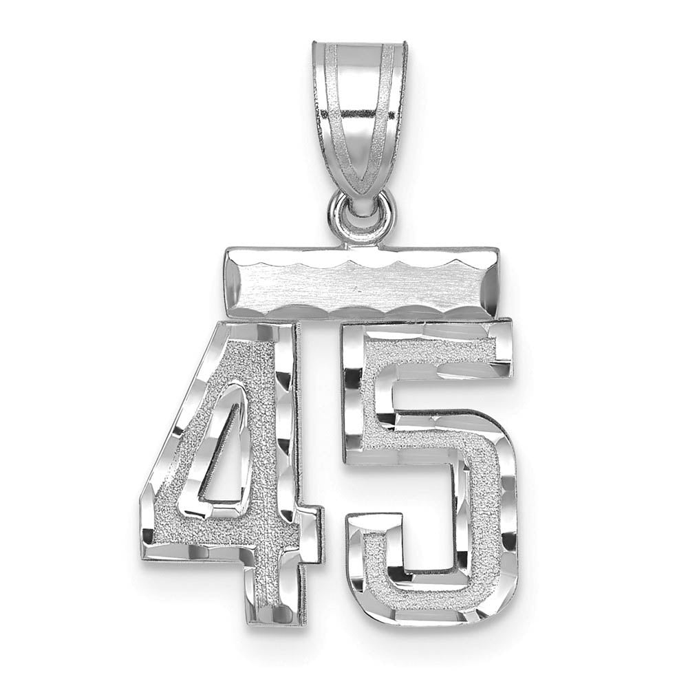 14k White Gold, Varsity Collection, Small D/C Pendant, Number 45, Item P10409-45 by The Black Bow Jewelry Co.