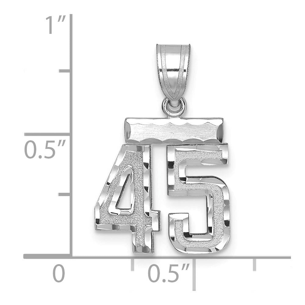 Alternate view of the 14k White Gold, Varsity Collection, Small D/C Pendant, Number 45 by The Black Bow Jewelry Co.