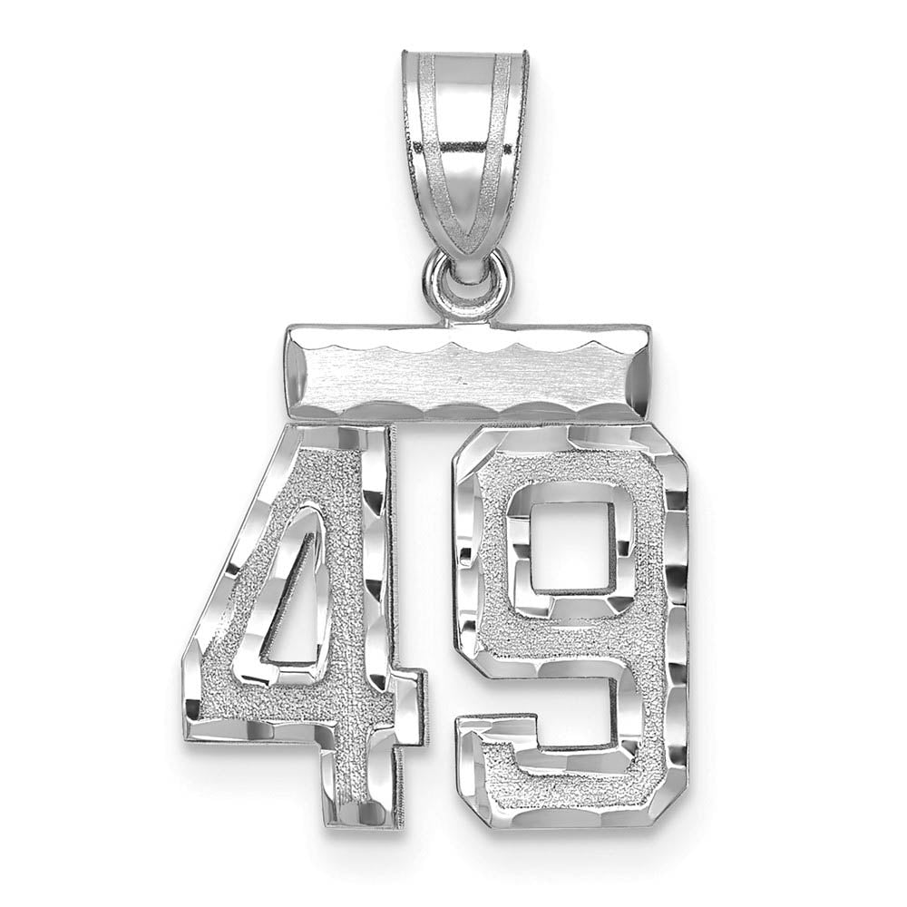 14k White Gold, Varsity Collection, Small D/C Pendant, Number 49, Item P10409-49 by The Black Bow Jewelry Co.