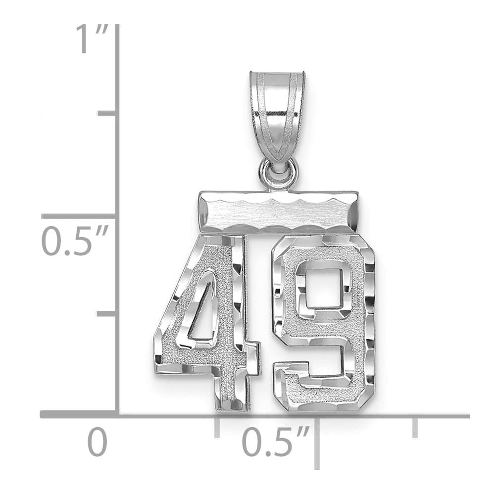 Alternate view of the 14k White Gold, Varsity Collection, Small D/C Pendant, Number 49 by The Black Bow Jewelry Co.