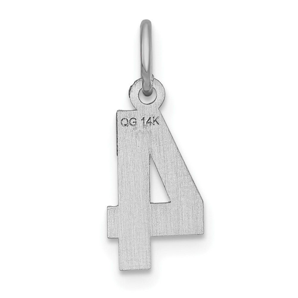 Alternate view of the 14k White Gold, Varsity Collection, Small D/C Pendant, Number 4 by The Black Bow Jewelry Co.