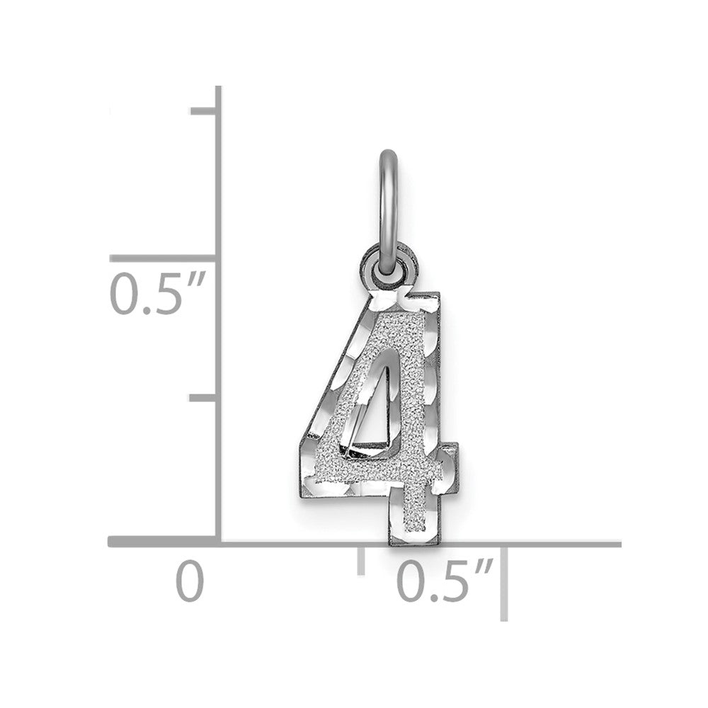 Alternate view of the 14k White Gold, Varsity Collection, Small D/C Pendant, Number 4 by The Black Bow Jewelry Co.