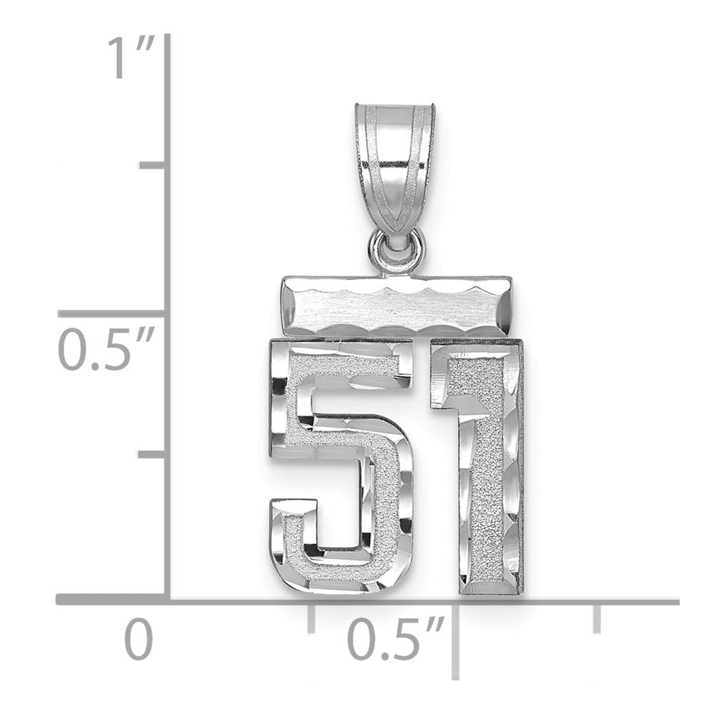 Alternate view of the 14k White Gold, Varsity Collection, Small D/C Pendant, Number 51 by The Black Bow Jewelry Co.