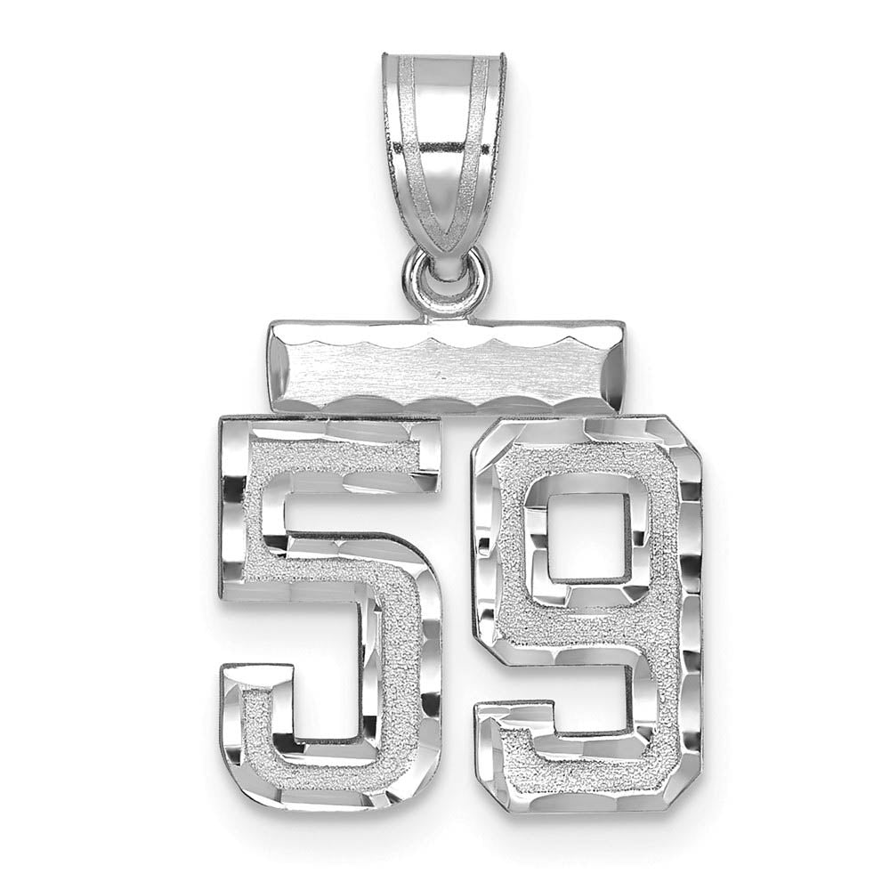 14k White Gold, Varsity Collection, Small D/C Pendant, Number 59, Item P10409-59 by The Black Bow Jewelry Co.