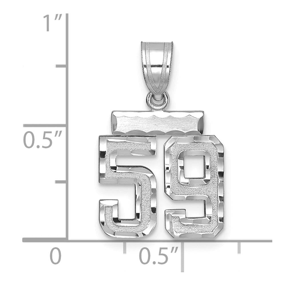 Alternate view of the 14k White Gold, Varsity Collection, Small D/C Pendant, Number 59 by The Black Bow Jewelry Co.