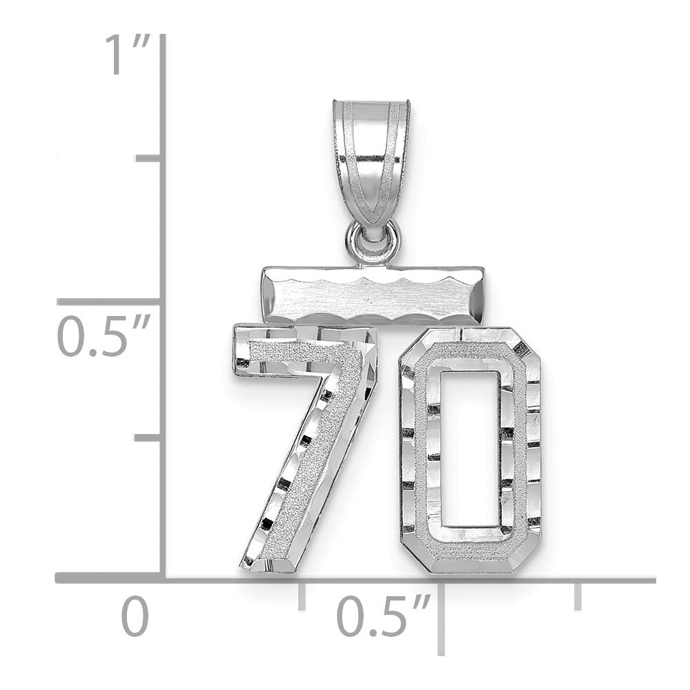 Alternate view of the 14k White Gold, Varsity Collection, Small D/C Pendant, Number 70 by The Black Bow Jewelry Co.