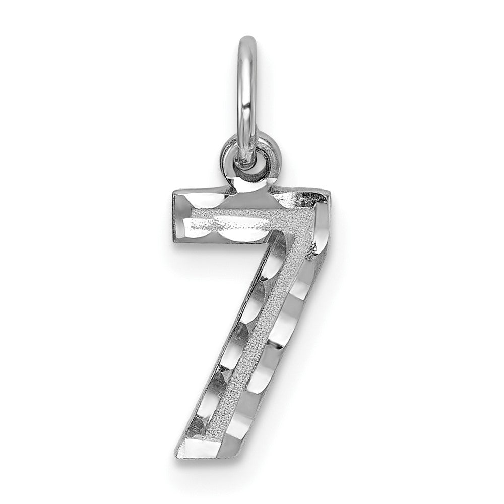 14k White Gold, Varsity Collection, Small D/C Pendant, Number 7, Item P10409-7 by The Black Bow Jewelry Co.