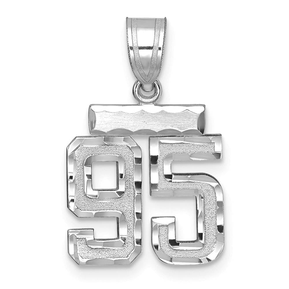 14k White Gold, Varsity Collection, Small D/C Pendant, Number 95, Item P10409-95 by The Black Bow Jewelry Co.