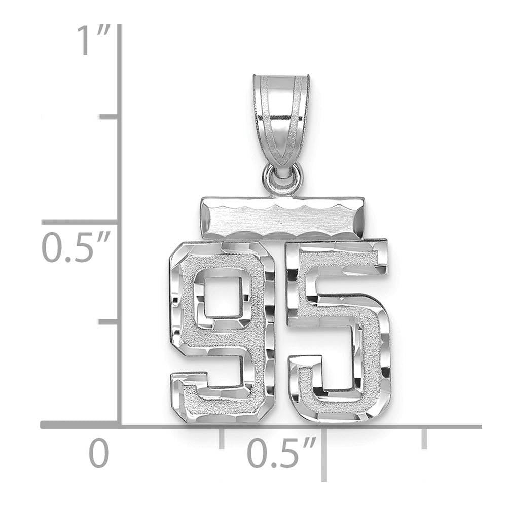 Alternate view of the 14k White Gold, Varsity Collection, Small D/C Pendant, Number 95 by The Black Bow Jewelry Co.
