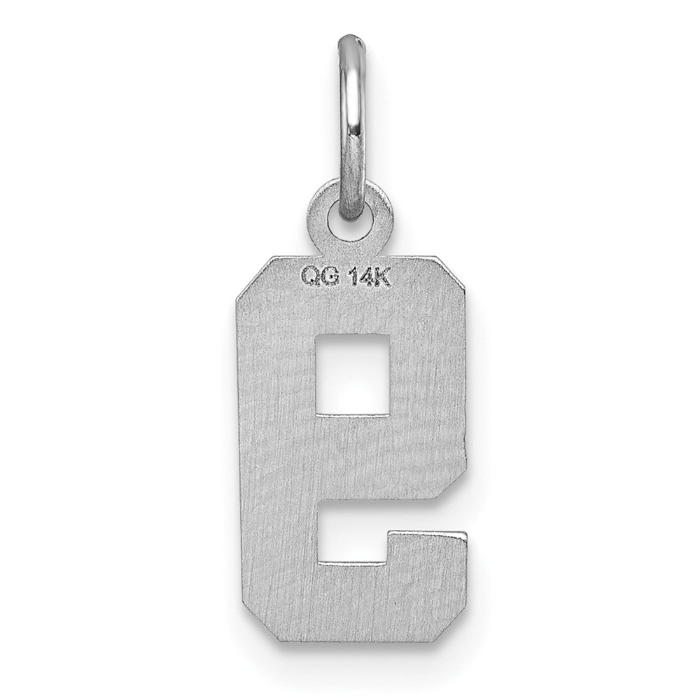 Alternate view of the 14k White Gold, Varsity Collection, Small D/C Pendant, Number 9 by The Black Bow Jewelry Co.