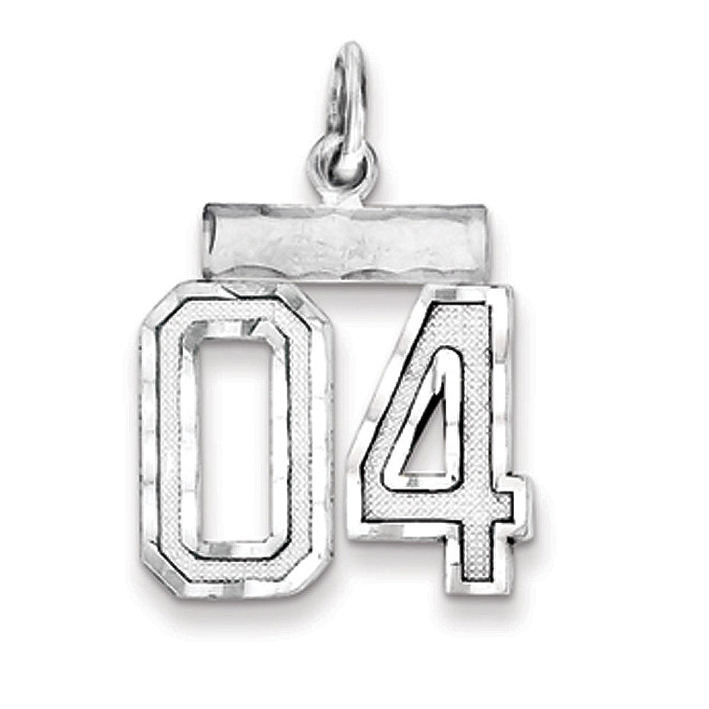 Sterling Silver, Varsity Collection, Small D/C Pendant, Number 04, Item P10410-04 by The Black Bow Jewelry Co.