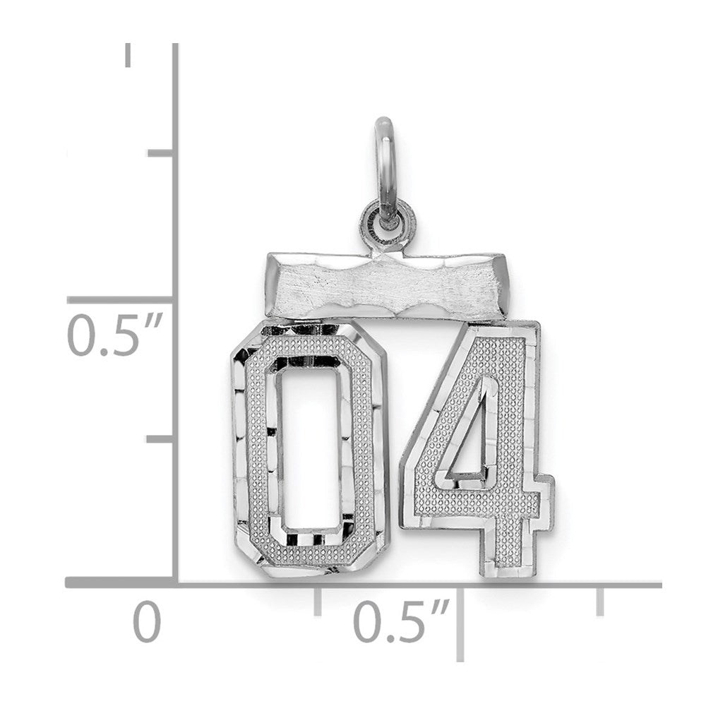 Alternate view of the Sterling Silver, Varsity Collection, Small D/C Pendant, Number 04 by The Black Bow Jewelry Co.