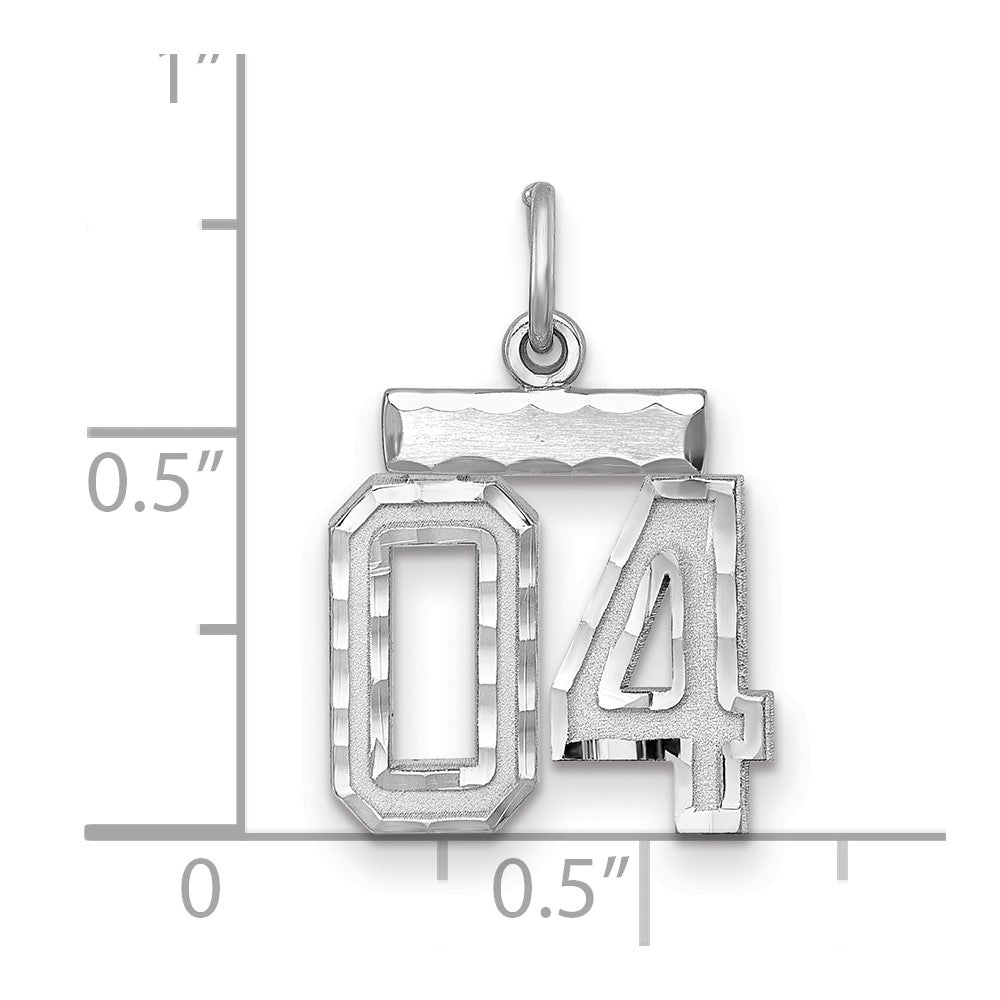 Alternate view of the Sterling Silver, Varsity Collection, Small D/C Pendant, Number 04 by The Black Bow Jewelry Co.