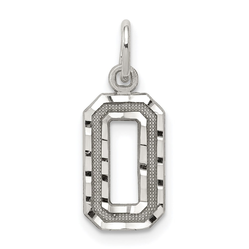 Sterling Silver, Varsity Collection, Small D/C Pendant, Number 0, Item P10410-0 by The Black Bow Jewelry Co.