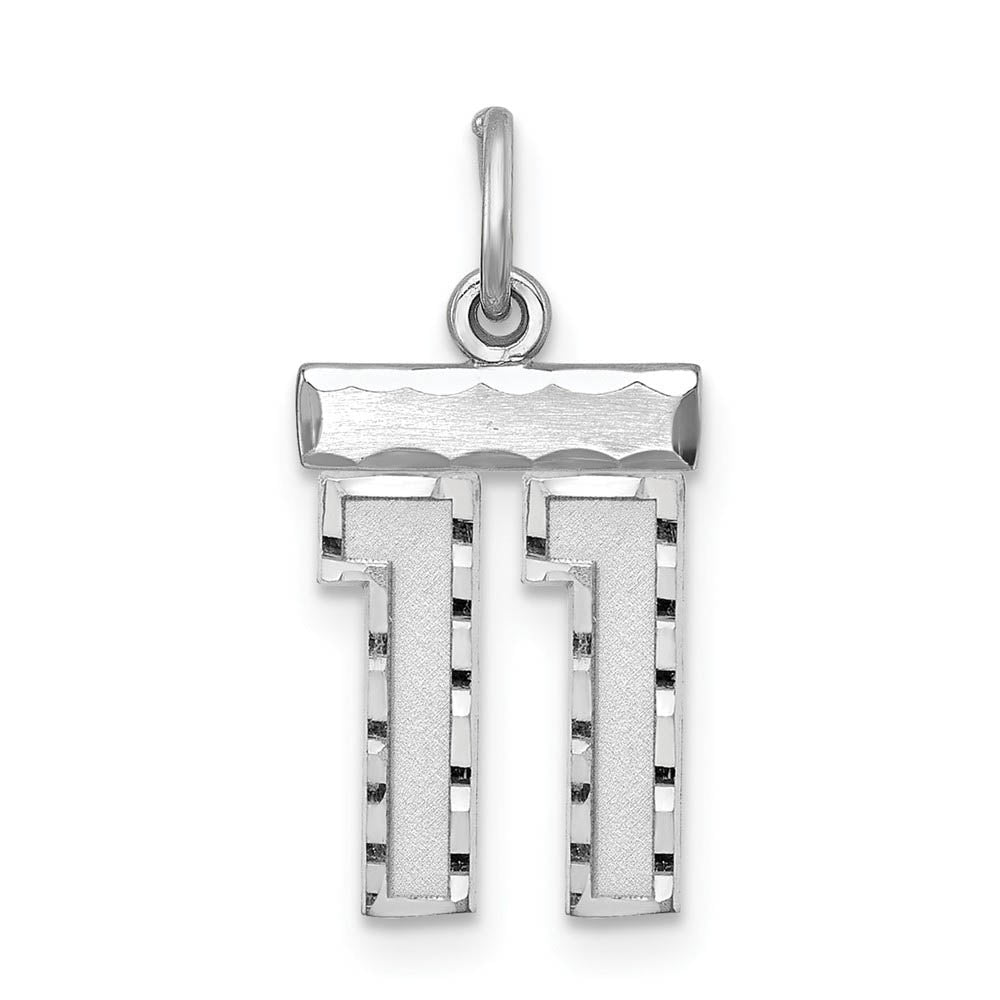 Sterling Silver, Varsity Collection, Small D/C Pendant, Number 11, Item P10410-11 by The Black Bow Jewelry Co.