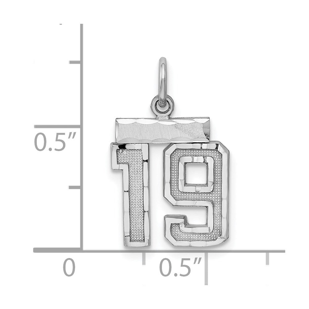 Alternate view of the Sterling Silver, Varsity Collection, Small D/C Pendant, Number 19 by The Black Bow Jewelry Co.