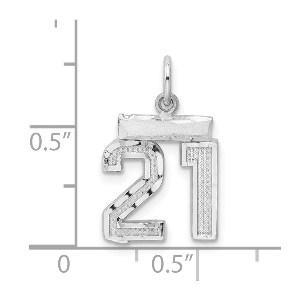 Alternate view of the Sterling Silver, Varsity Collection, Small D/C Pendant, Number 21 by The Black Bow Jewelry Co.