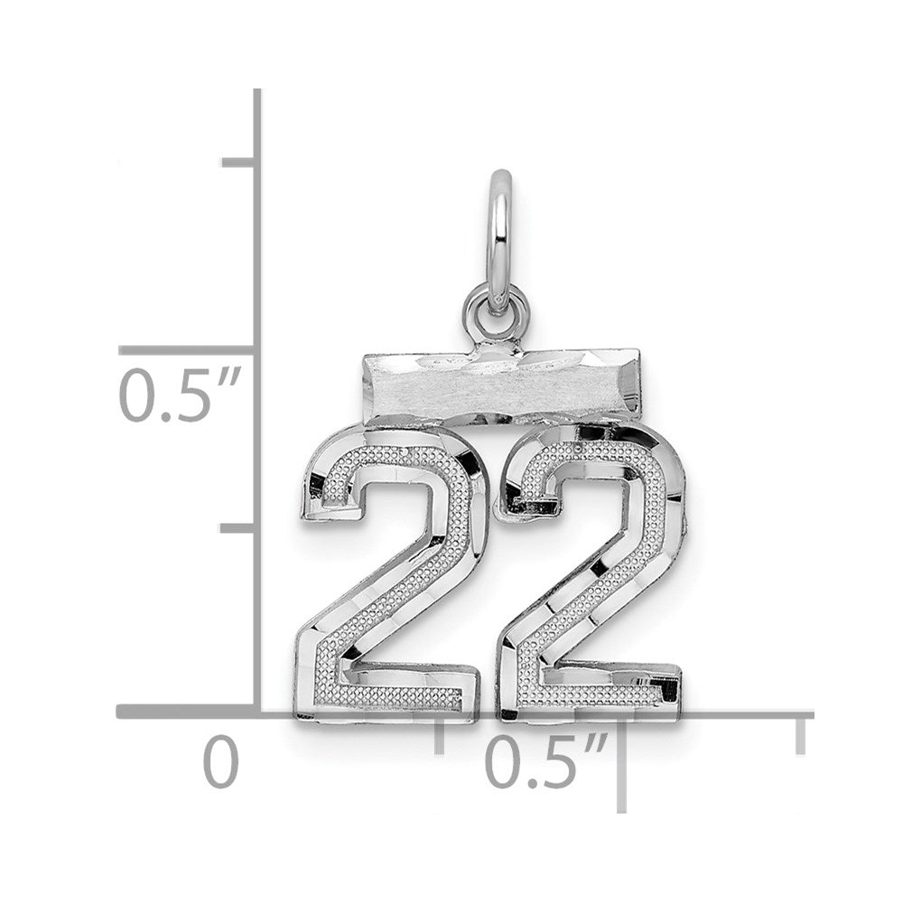 Alternate view of the Sterling Silver, Varsity Collection, Small D/C Pendant, Number 22 by The Black Bow Jewelry Co.