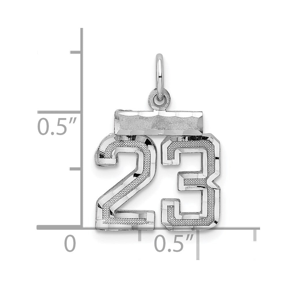 Alternate view of the Sterling Silver, Varsity Collection, Small D/C Pendant, Number 23 by The Black Bow Jewelry Co.