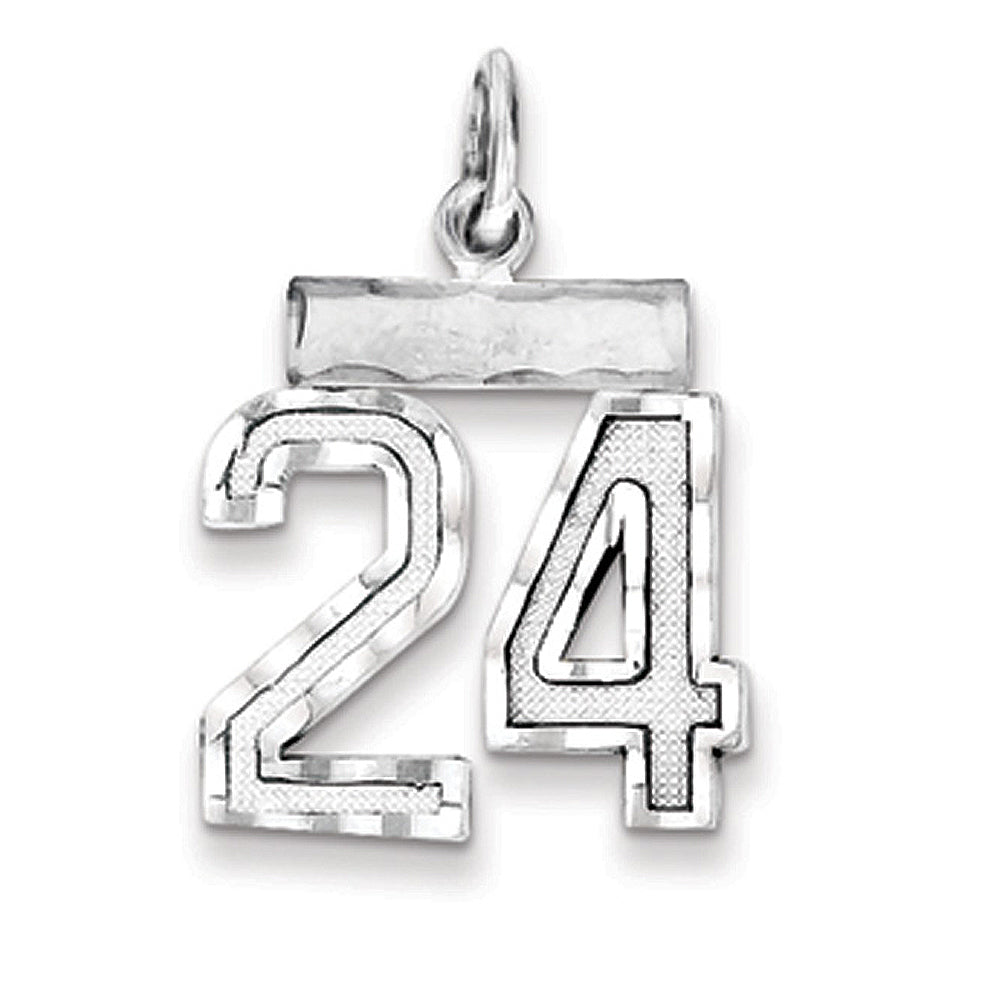 Sterling Silver, Varsity Collection, Small D/C Pendant, Number 24, Item P10410-24 by The Black Bow Jewelry Co.