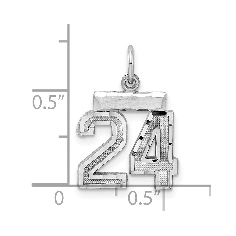 Alternate view of the Sterling Silver, Varsity Collection, Small D/C Pendant, Number 24 by The Black Bow Jewelry Co.