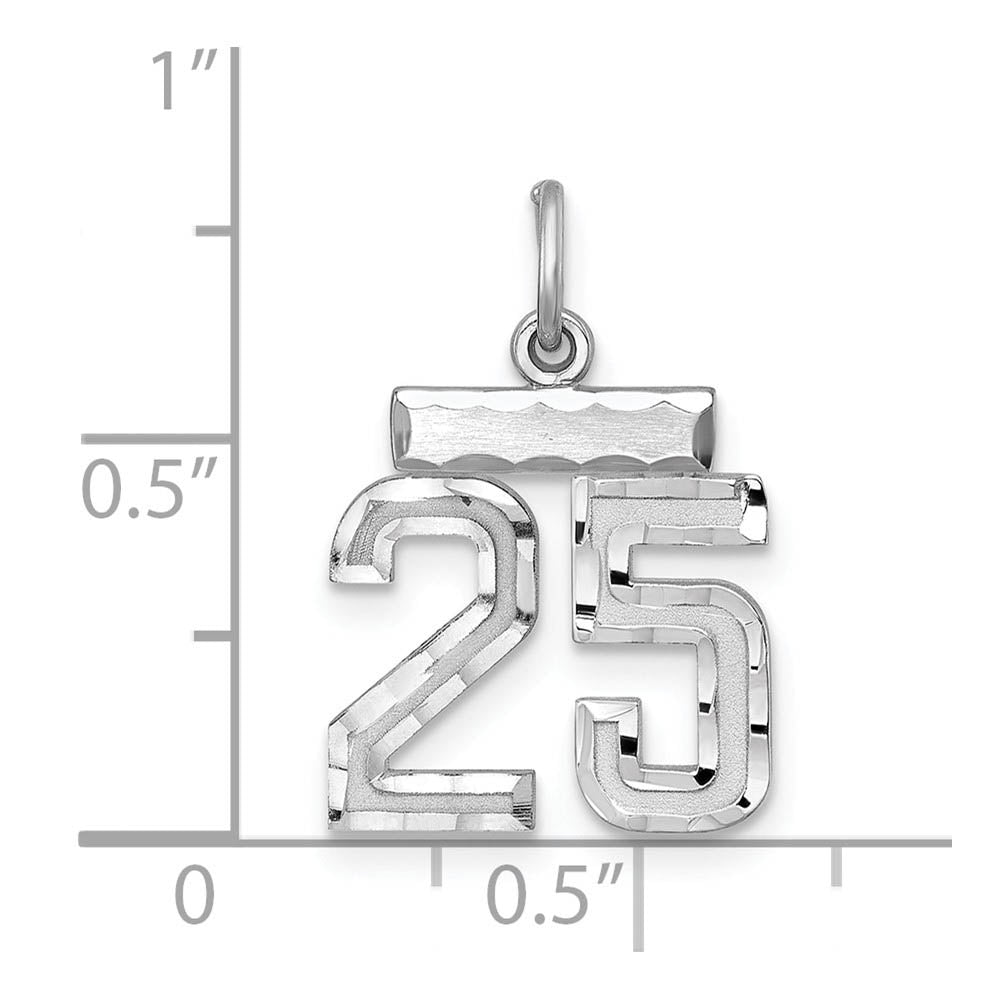 Alternate view of the Sterling Silver, Varsity Collection, Small D/C Pendant, Number 25 by The Black Bow Jewelry Co.