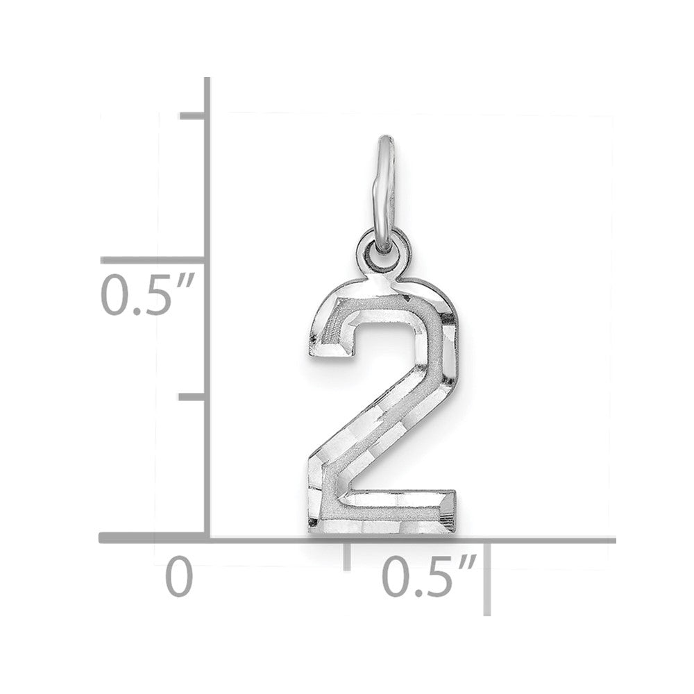 Alternate view of the Sterling Silver, Varsity Collection, Small D/C Pendant, Number 2 by The Black Bow Jewelry Co.